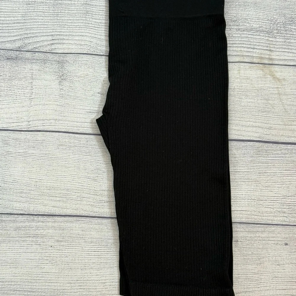 OPPAI Black Ribbed Biker Shorts | Size S/M | Stretchy Lounge Basics